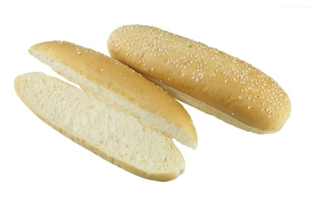 French bread with sesame seeds isolated on white background.の写真素材