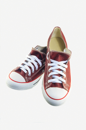 Sport Shoes, Red sport shoes isolated on white background.の写真素材