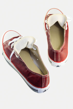 Sport Shoes, Red sport shoes isolated on white background.の写真素材