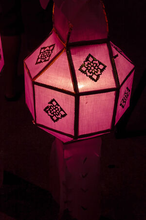 Street lanterns during Loy Krathong festival at Chiang Mai Thailand.の写真素材