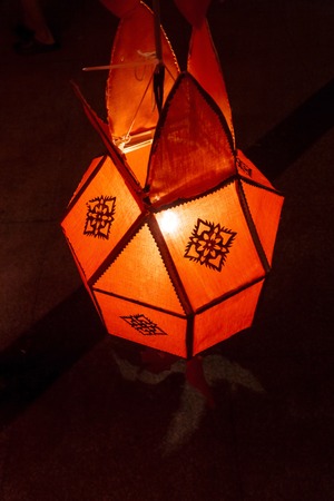 Street lanterns during Loy Krathong festival at Chiang Mai Thailand.の写真素材