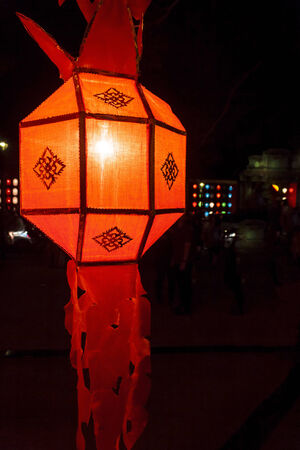 Street lanterns during Loy Krathong festival at Chiang Mai Thailand.の写真素材