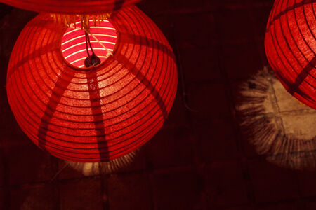 Street lanterns during Loy Krathong festival at Chiang Mai Thailand.の写真素材