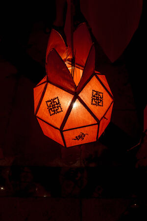 Closeup Group of burning candles in thai style.の写真素材