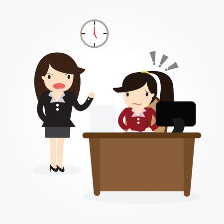 Boss pounding away workforce unpleasant.のイラスト素材