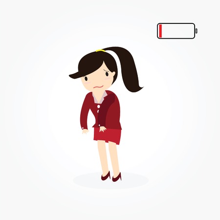 Business woman with low batteryのイラスト素材