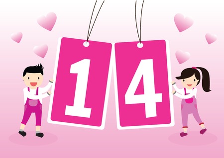 Valentines day. 14 February Valentines Day Calendar Dateのイラスト素材