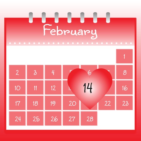 Valentines day. 14 February Valentines Day Calendar Dateのイラスト素材