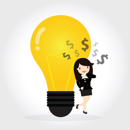 Business woman can get good idea to do something success and  thinking about moneyのイラスト素材