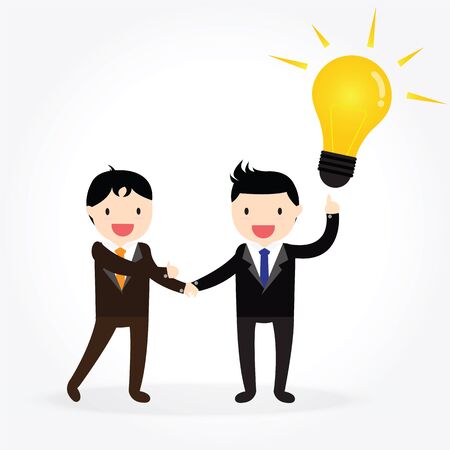 Businessman shaking hands and presenting ideaのイラスト素材