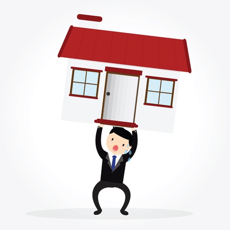 Businessman with house and money in investment conceptのイラスト素材