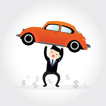Businessman with debt carrying a carのイラスト素材