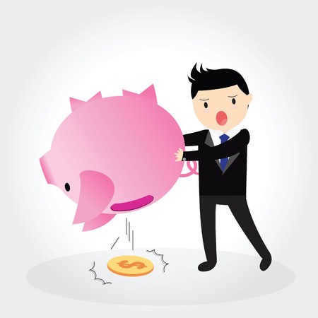Businessman shaking an empty piggy bankのイラスト素材