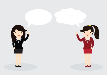 Business woman are talking together. Can write your message in the copy spaceのイラスト素材