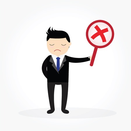 Businessman with wrong symbols.のイラスト素材