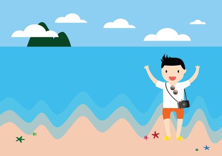 Businessman relaxing on sea beach in the holidayのイラスト素材