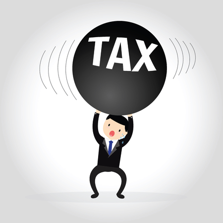 Businessman in stress carrying heavy taxesのイラスト素材