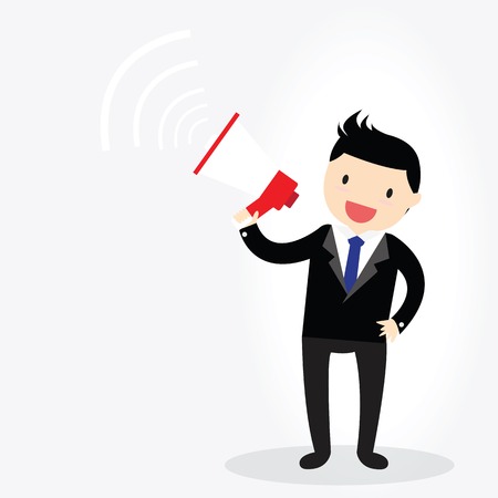 Businessman announcing through megaphoneのイラスト素材