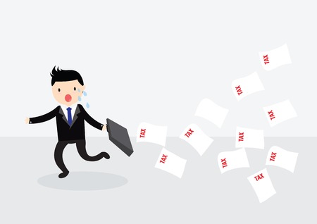 Businessman with briefcase running away from taxのイラスト素材