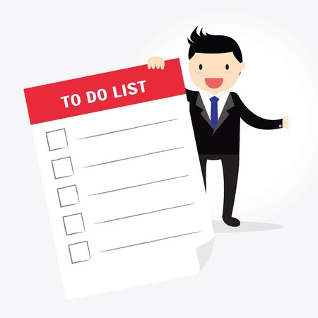 Thinking businessman with blank space for to do listのイラスト素材