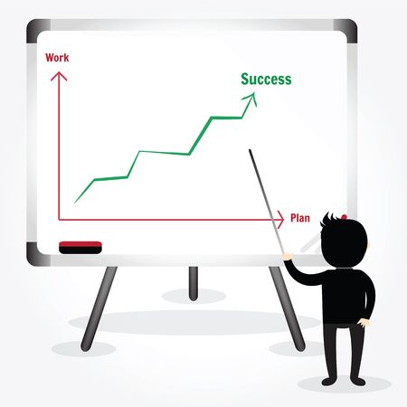 Businessman pointing at presentation a chart boardのイラスト素材