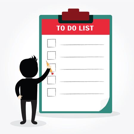 Businessman holding checklist board and pencilのイラスト素材