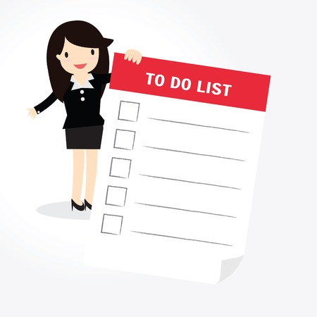 Thinking business woman with blank space for to do listのイラスト素材