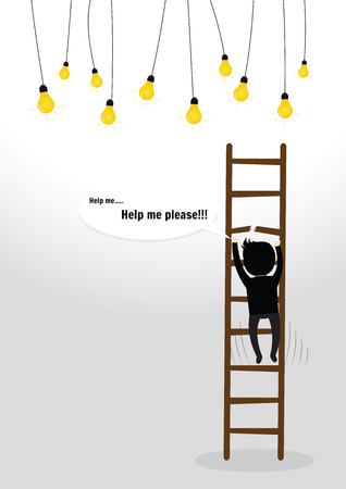 Businessman slipped and falls from the top of ladderのイラスト素材