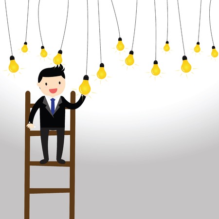Business man catching a light bulbのイラスト素材