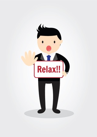 "Relax" message in businessman's handsのイラスト素材
