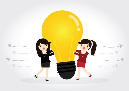 Business woman is plagiarizing idea to workのイラスト素材
