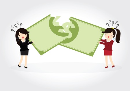 Business woman fight over for dollar moneyのイラスト素材