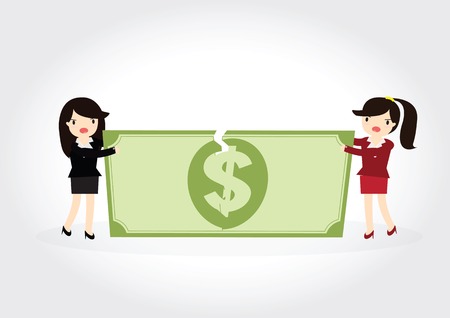 Business woman fight over for dollar moneyのイラスト素材