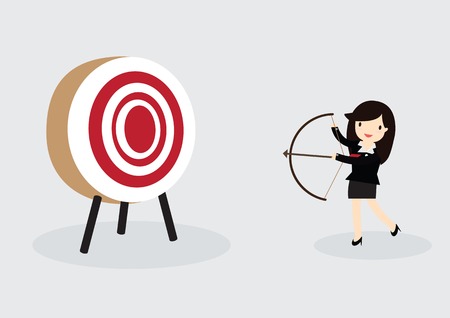 Business woman with arrow is aiming at targetのイラスト素材