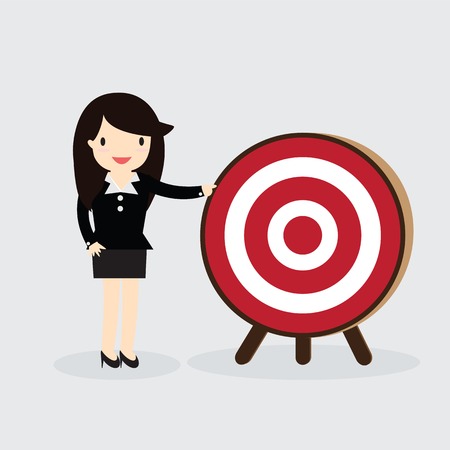 Business woman with arrow is aiming at targetのイラスト素材