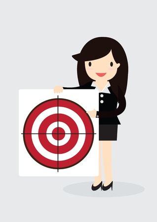 Business woman with arrow is aiming at targetのイラスト素材