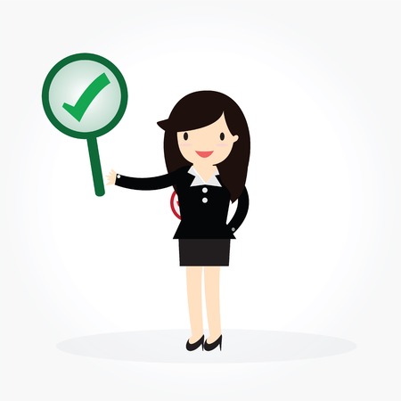 Business woman with correct symbols.のイラスト素材