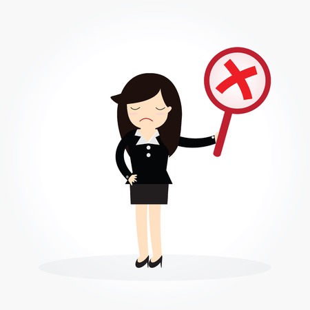 Business woman with wrong symbols.のイラスト素材