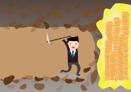 Businessman digging to find money.のイラスト素材