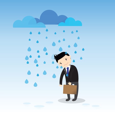 Businessman fail he standing in the rainのイラスト素材