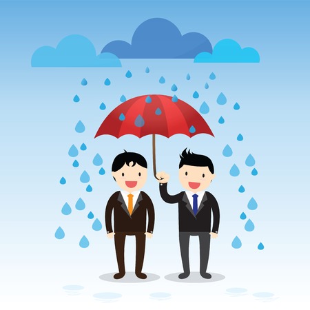 Businessman under an umbrella in the rainのイラスト素材