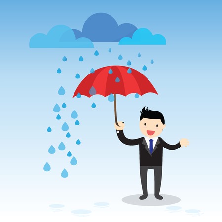 Businessman under an umbrella in the rainのイラスト素材
