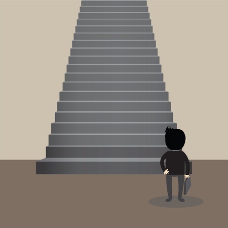 Businessman standing on staircaseのイラスト素材