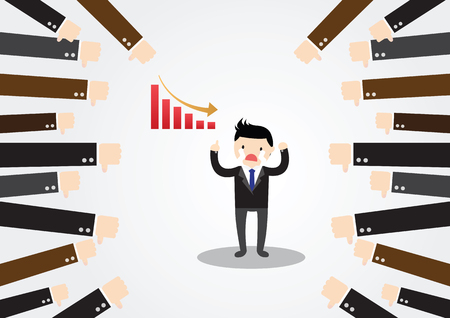 Businessman feedback. Businessman is not successful, no one accepted.のイラスト素材