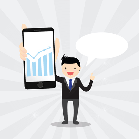 Businessman presenting information on smartphoneのイラスト素材