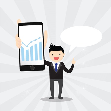 Businessman presenting information on smartphoneのイラスト素材