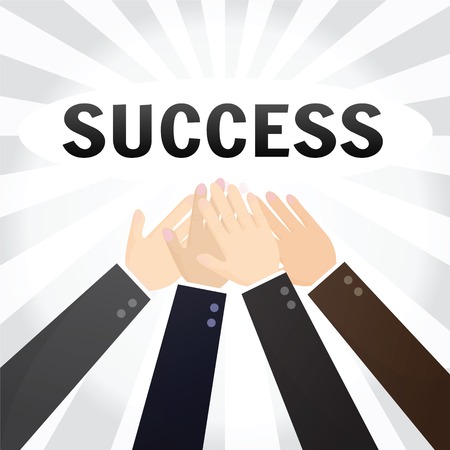 Business Team Work. Multiracial business people joining hands.のイラスト素材
