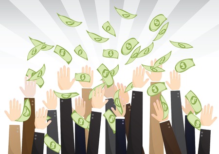 Business Team Work. Multiracial business people joining hands.のイラスト素材