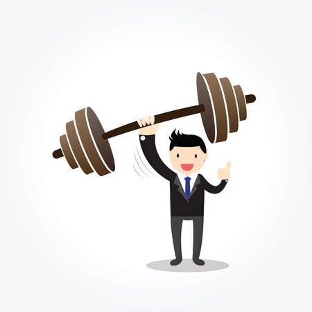 Businessman can lift weights with one hand, to be able to achievement successful or reaching goal.のイラスト素材