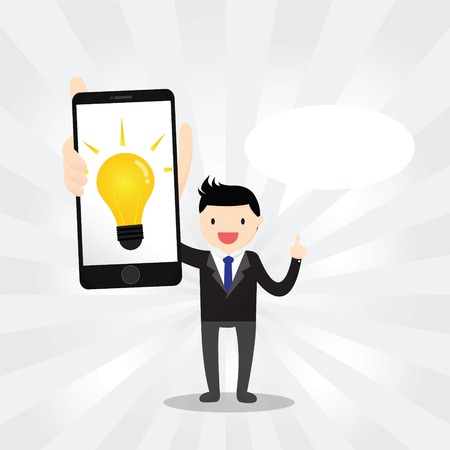 Businessman presenting idea on smartphoneのイラスト素材